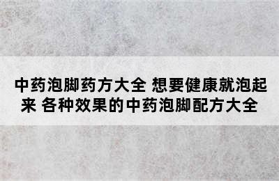 中药泡脚药方大全 想要健康就泡起来 各种效果的中药泡脚配方大全